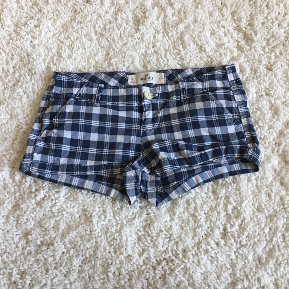 Hollister Plaid Blue Striped Shorts 24 0